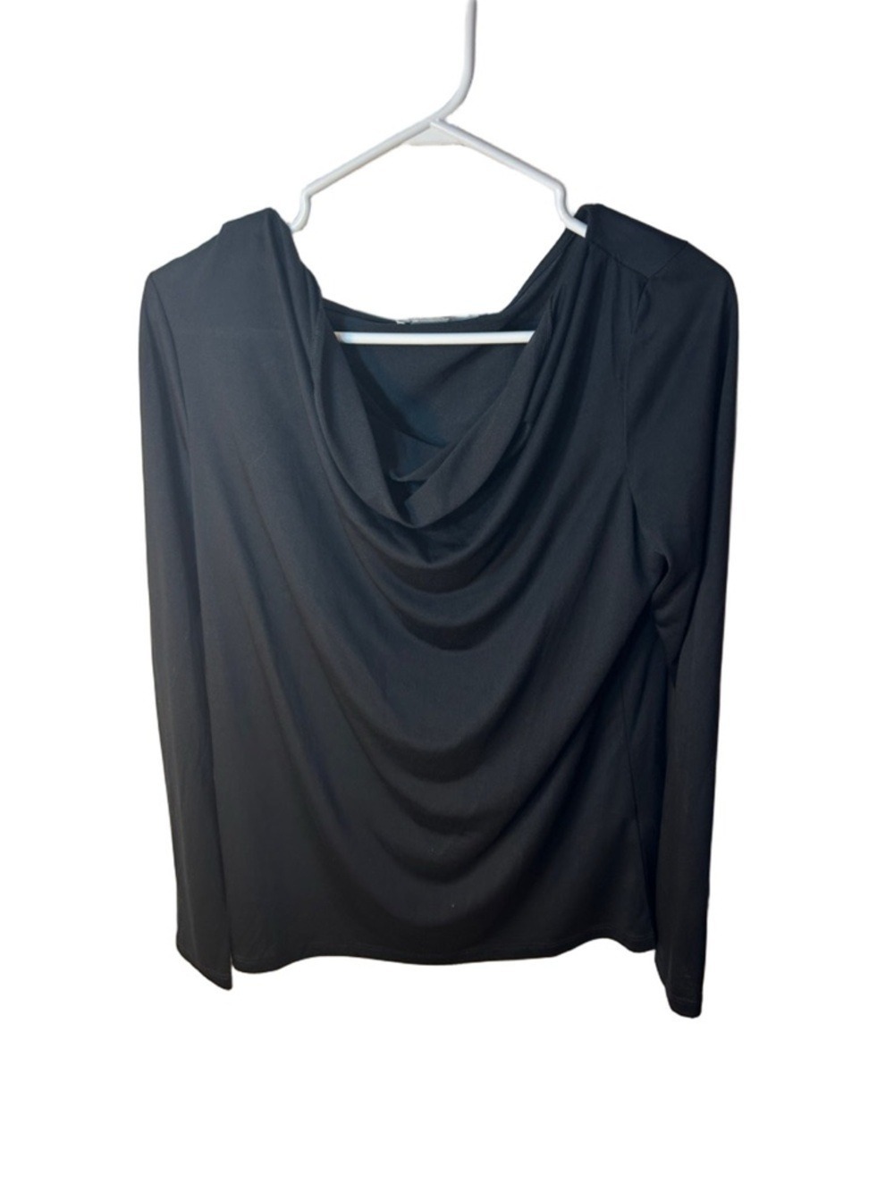 Contemporaine by simon’s Black Draped Neck Long-Sleeve Women's Top size med - Picture 2 of 8
